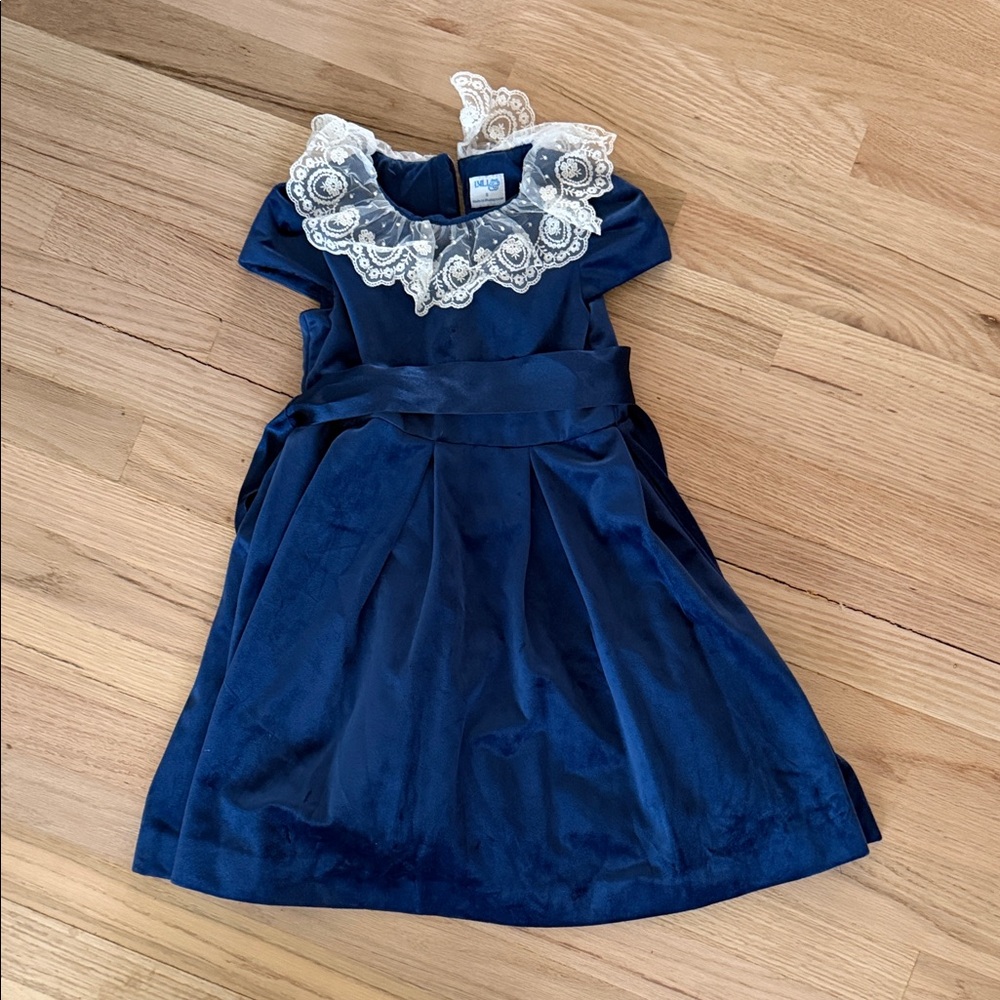 Luli & Me Navy Dress with Ivory Lace